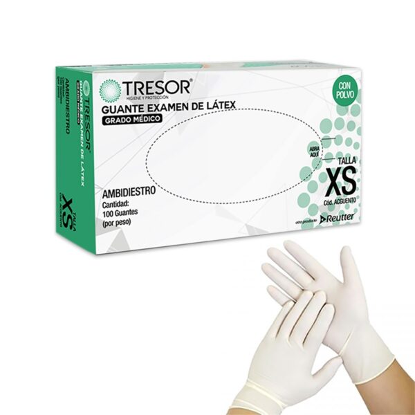 GUANTE DE LATEX BLANCO CON POLVO TRESOR