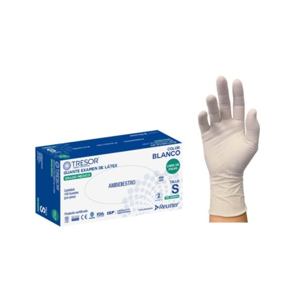 GUANTE DE LATEX LIBRE DE POLVO TRESOR